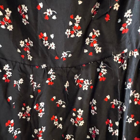 New Torrid Tea Length Challis Square Neck Dress Black Smocked Pocket Strap Sz 1X - Picture 6 of 12